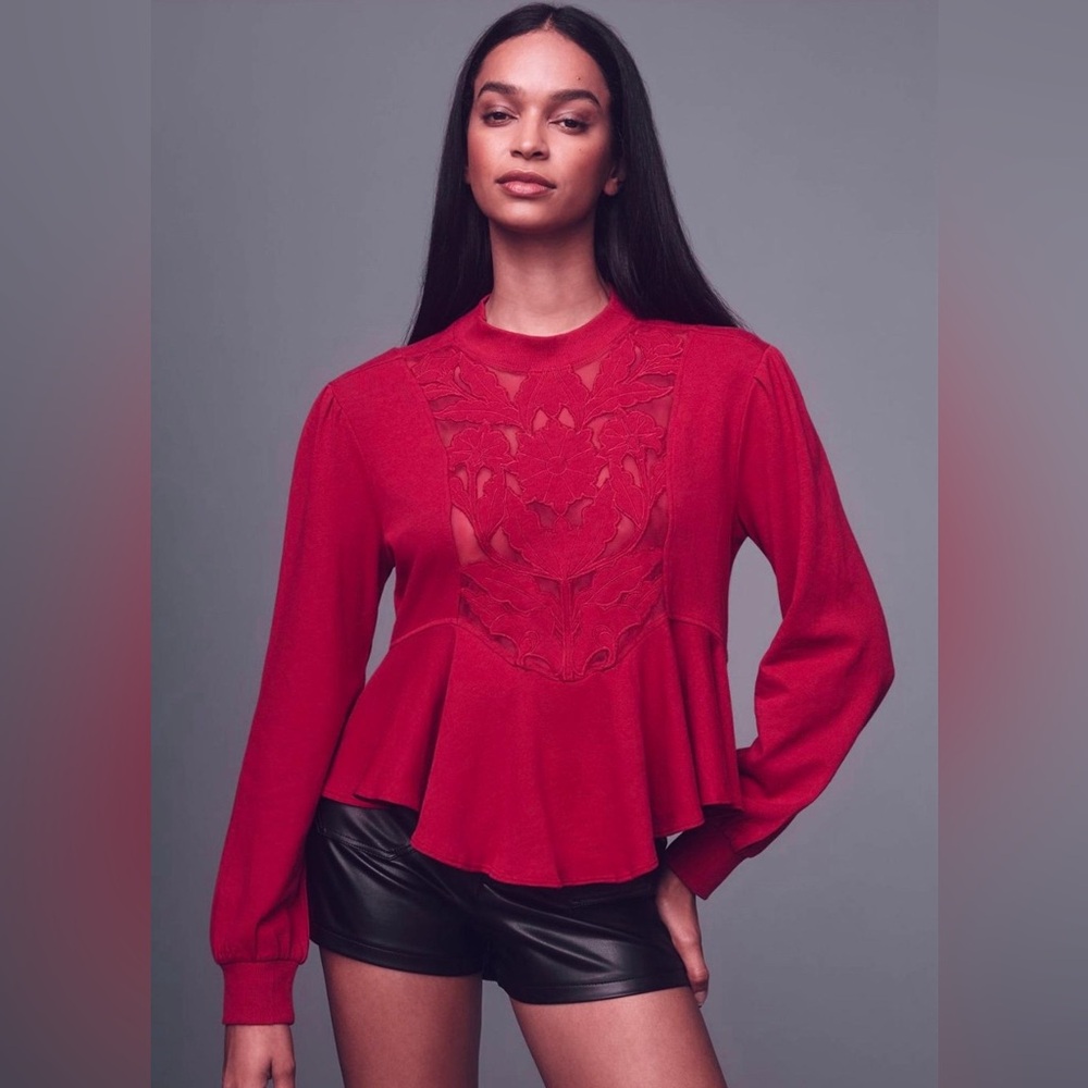 By Anthropologie Cutwork Swing Top Size Large